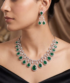 Emerald Luxe American Diamond Necklace Set