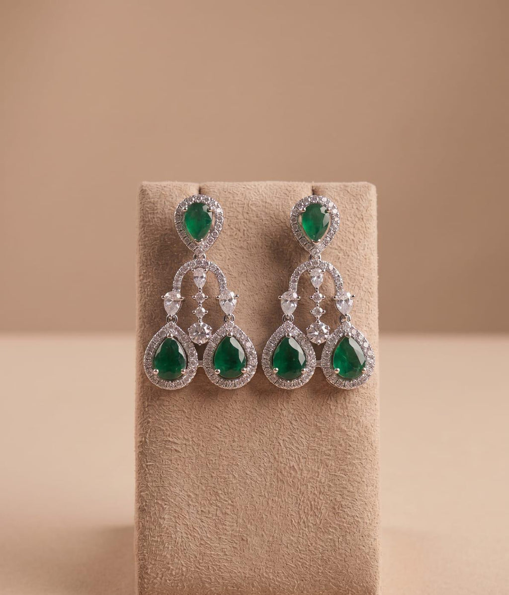 Emerald Luxe American Diamond Necklace Set