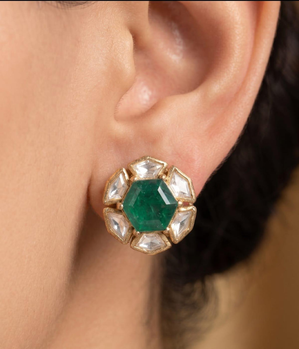 Classic Green Doublet Kundan Studs