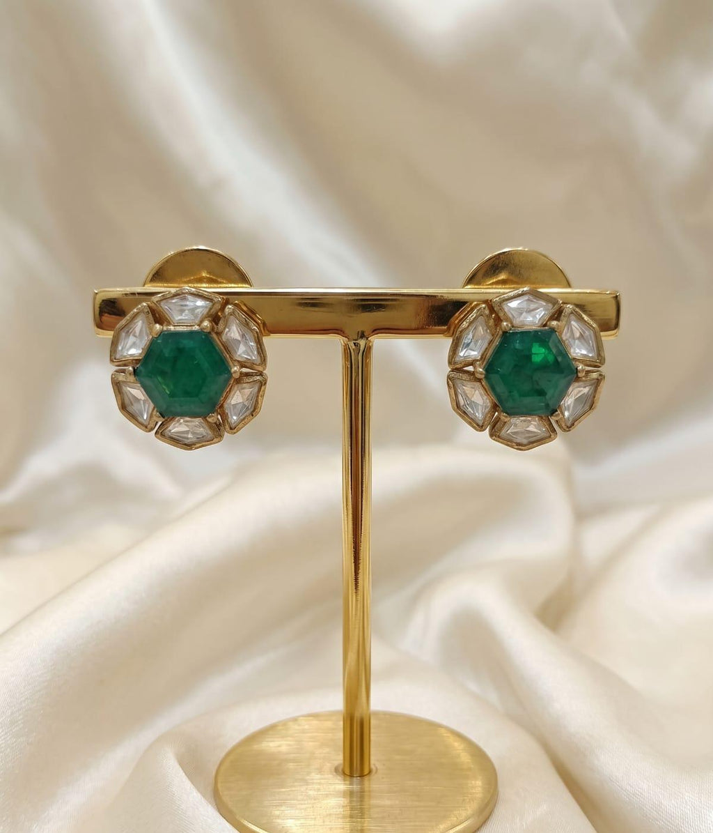 Classic Green Doublet Kundan Studs
