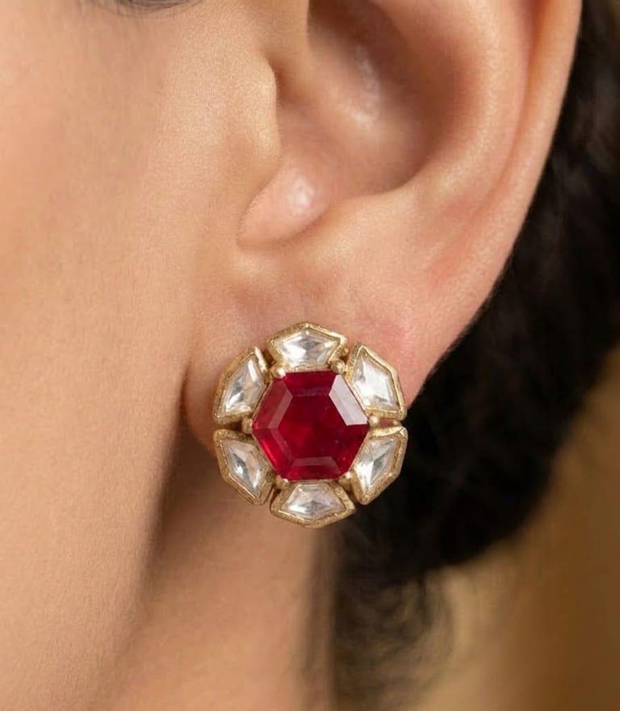 Classic Green Doublet Kundan Studs