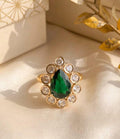 Emerald Green AC Kundan Ring – Carat Gold Polish