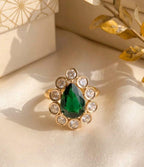 Emerald Green AC Kundan Ring – Carat Gold Polish