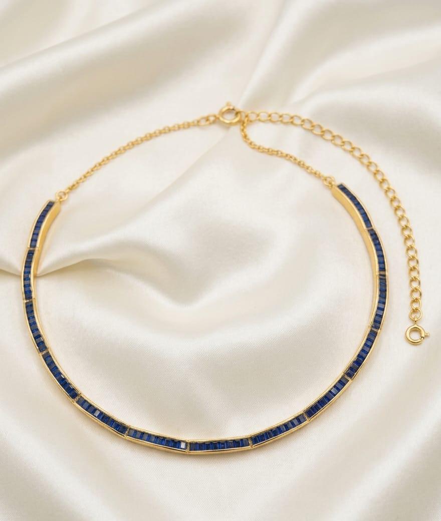 Premium 18 Carat Sapphire Baguette Hasli Set