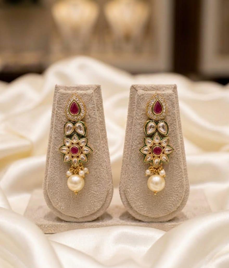 Royal Pearl & Polki Kundan Long Necklace Set