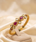 24K Gold-Plated AC Kundan & American Diamond Bracelet