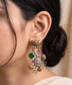 Dual-Tone Elephant Motif Silver Replica Statement Earrings