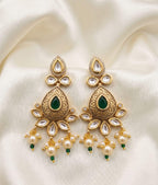 AC Kundan Emerald Statement Earrings