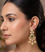 AC Kundan Emerald Statement Earrings