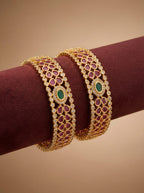 Ruby & Emerald Sparkle American Diamond Bangles