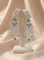 Emerald Lattice American Diamond Earrings