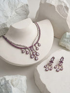 Noir Amethyst Grace – American Diamond Nano Necklace Set