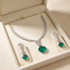 Regal Emerald Luxe American Diamond Necklace Set