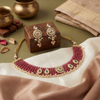 Royal Polki Kundan Ruby–Emerald Necklace Set
