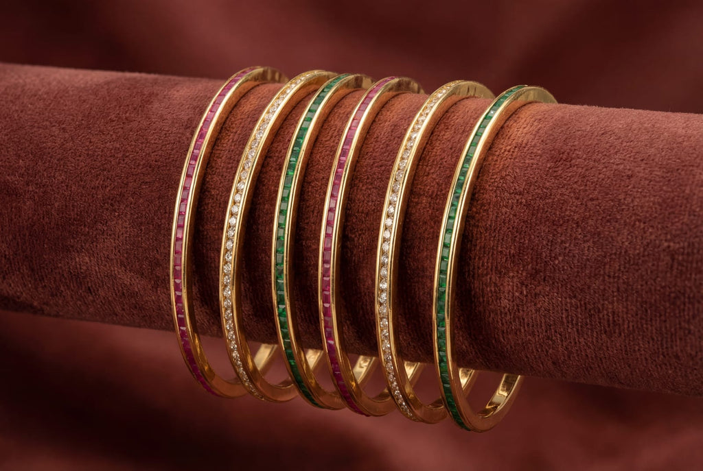 Multicolour Radiance – Set of 6 American Diamond Bangles