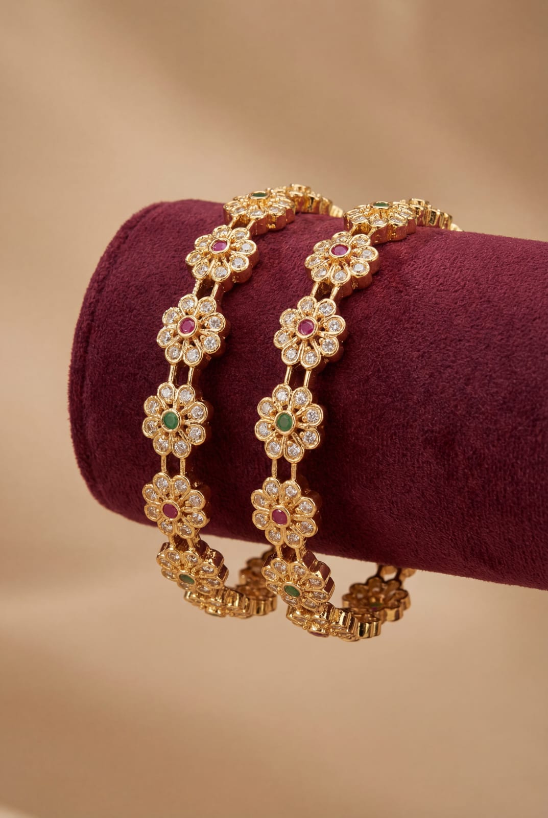 Floral Gem American Diamond Bangles