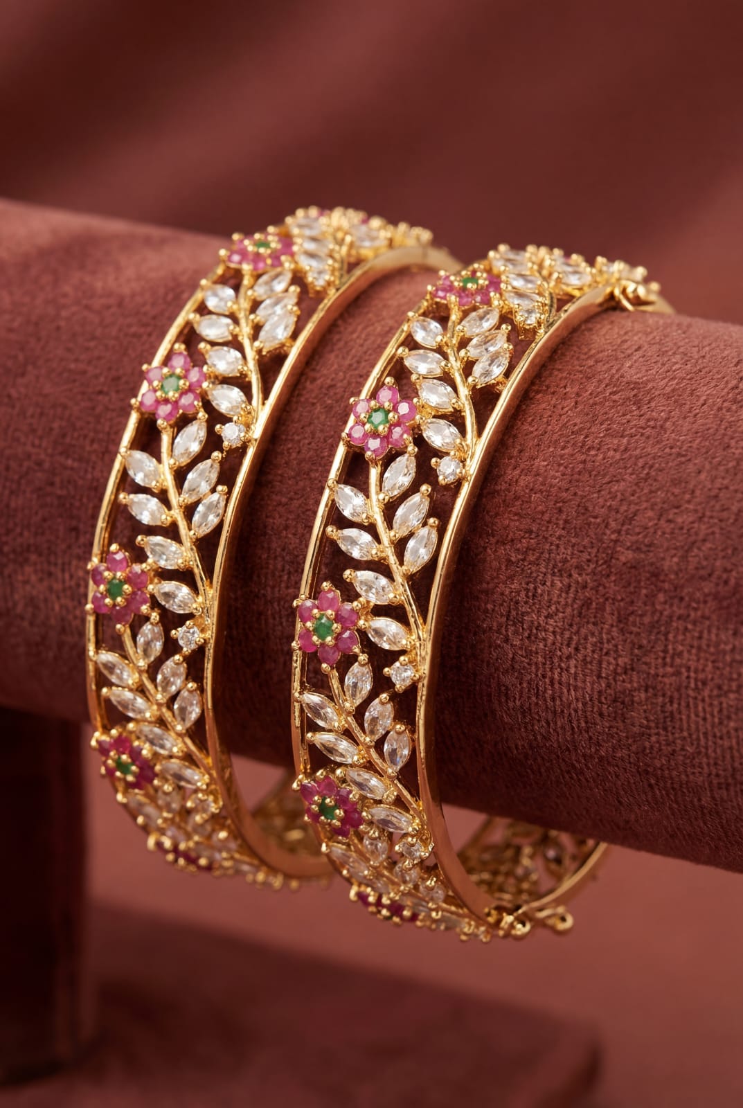 Floral Vines American Diamond Bangles