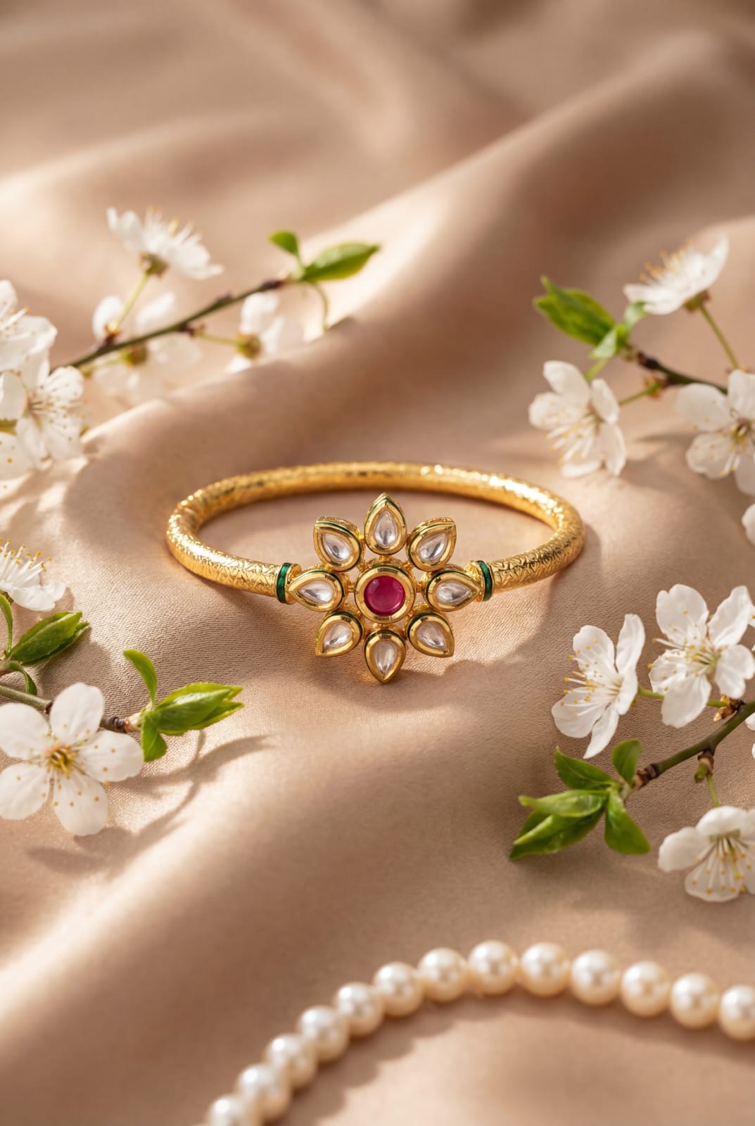 Ruby Bloom AC Kundan Bracelet
