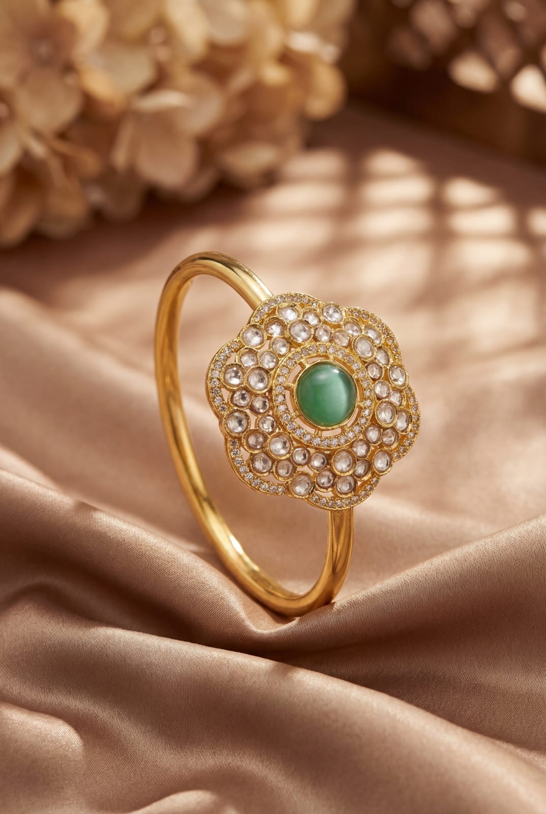 Emerald Bloom Kundan Adjustable Bracelet