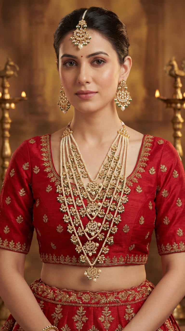 Royal 5 Layer Pearl Kundan Mala