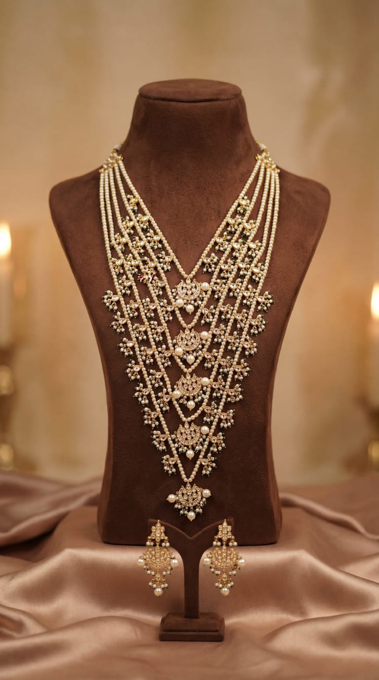 Royal 5 Layer Pearl Kundan Mala