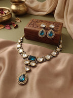Regal Dabbi Kundan Necklace Set in Black Polish