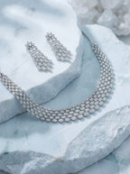 Celeste Sparkle Silver Polish American Diamond Necklace Set