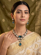Regal Dabbi Kundan Necklace Set in Black Polish