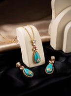 Firoza & Kundan Pendant Earrings Set
