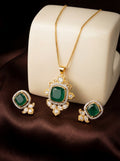 Royal Green AC Kundan Pendant Set