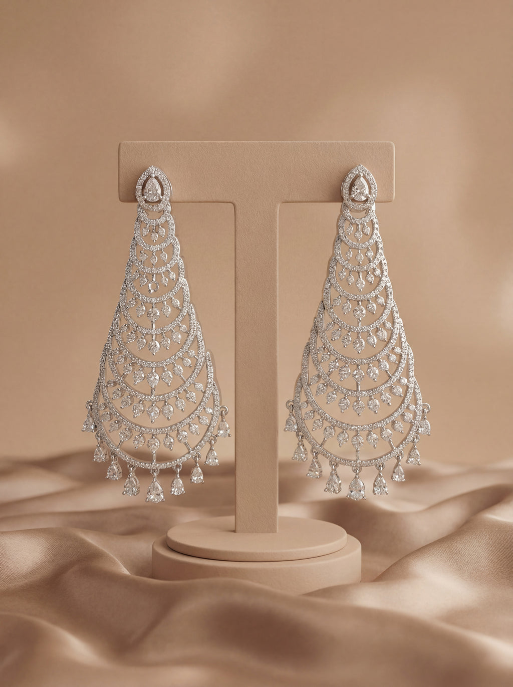 Elegant Long American Diamond Dangler Earrings