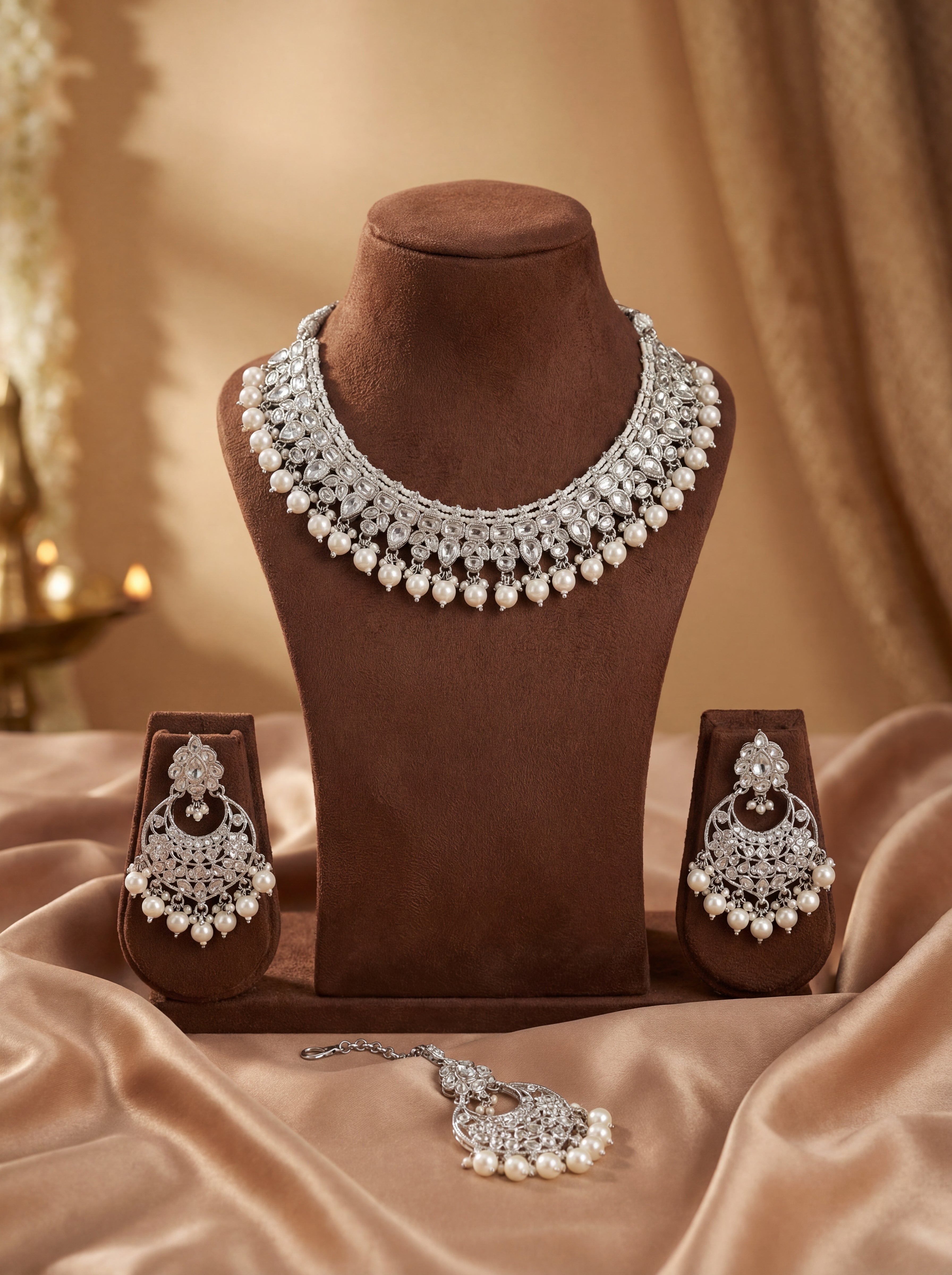 Reverse Sparkle American Diamond Necklace Set