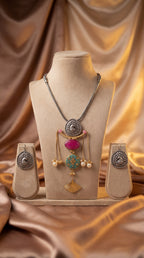 Dual-Tone Silver Replica Statement Necklace Set