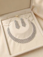 Celeste Sparkle Silver Polish American Diamond Necklace Set