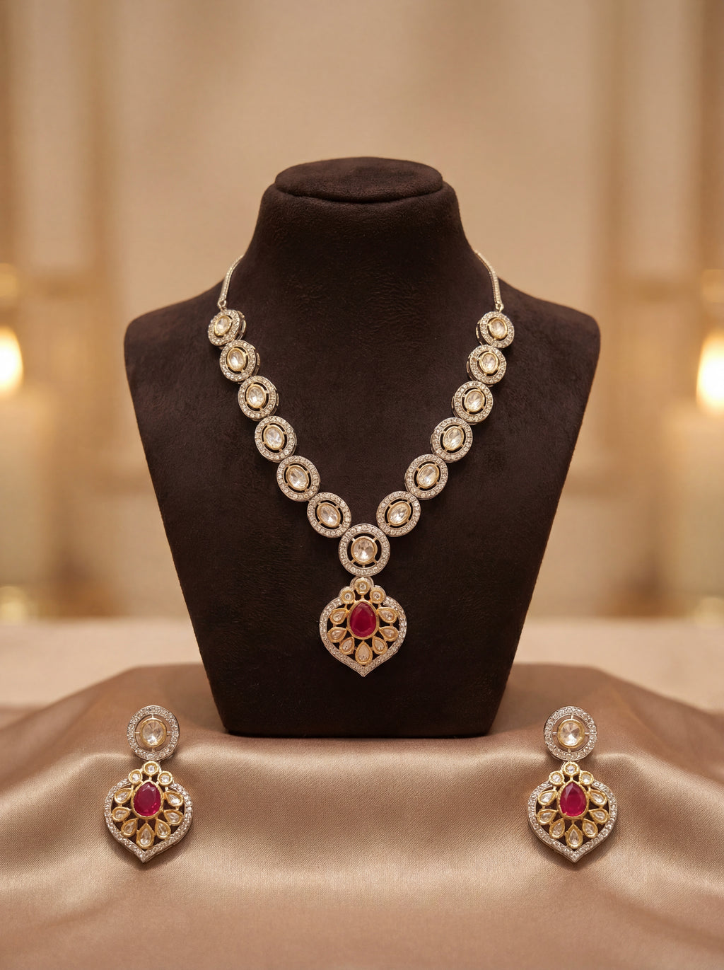 Ruby Aura Paanchi Kundan Necklace Set