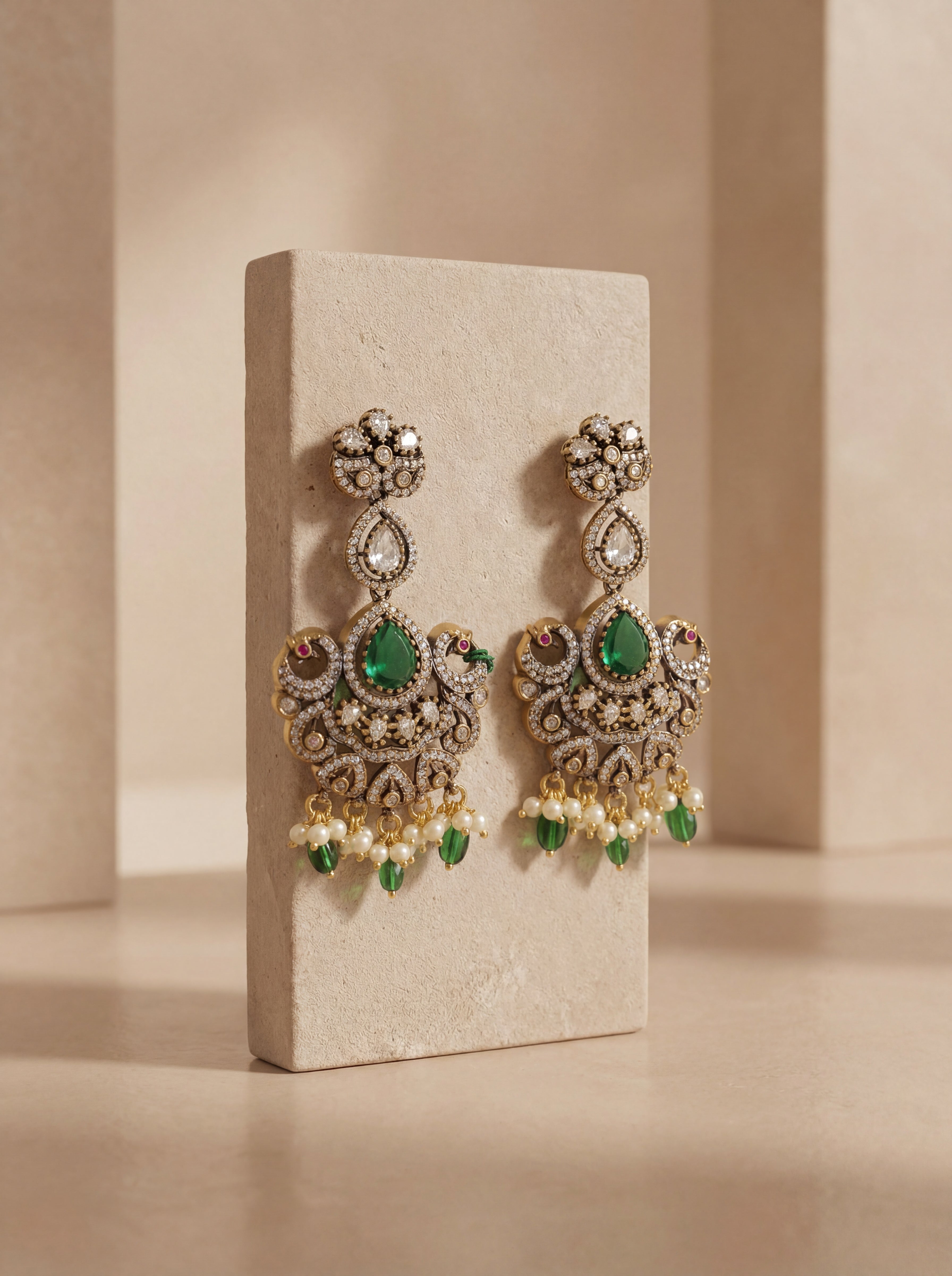 Emerald Noor Kundan Earrings
