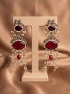✨ Vintage Ruby Cascade Silver Replica Earrings ✨