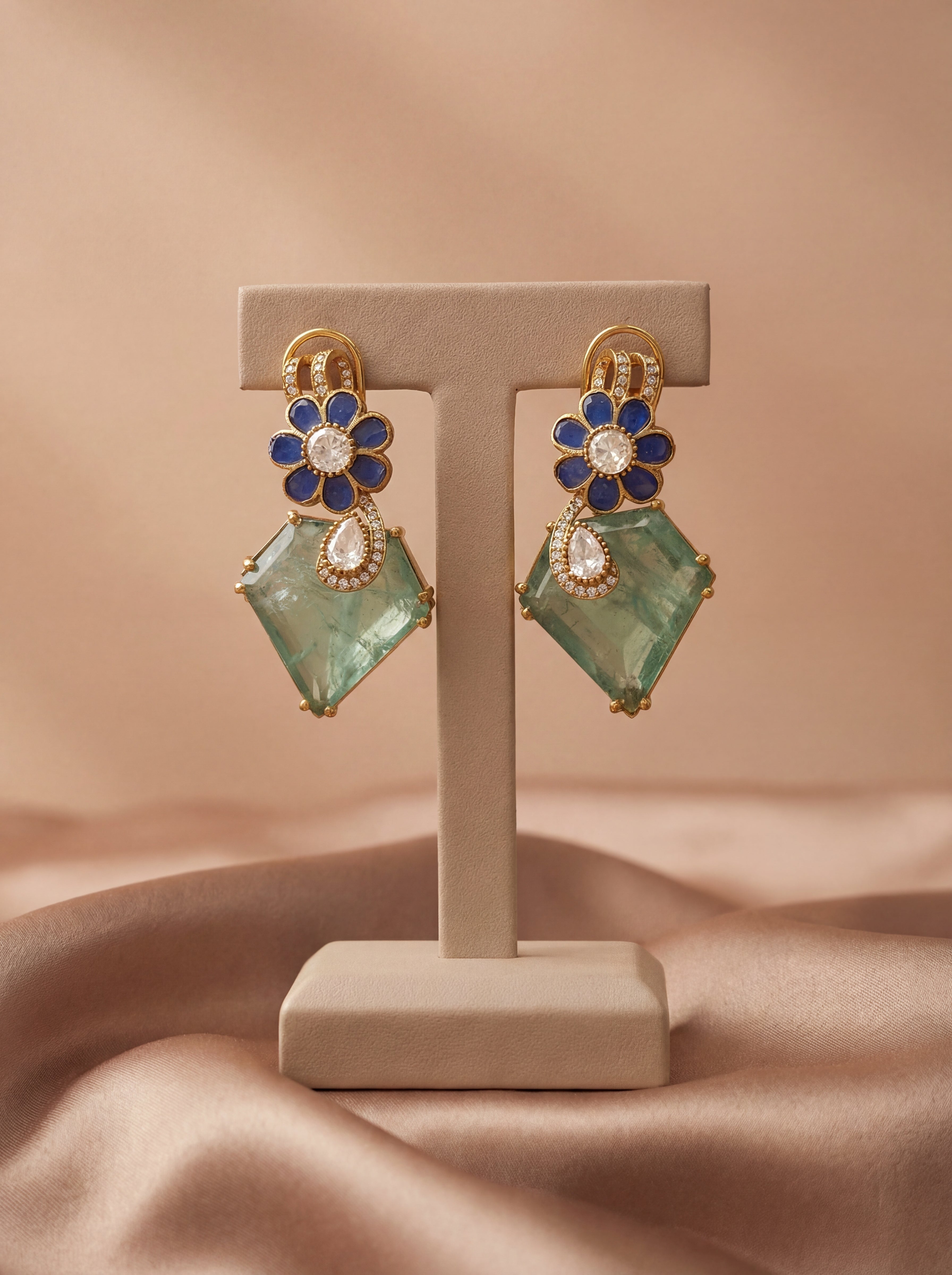Pastel Bloom Kundan Doublet Stone Earrings
