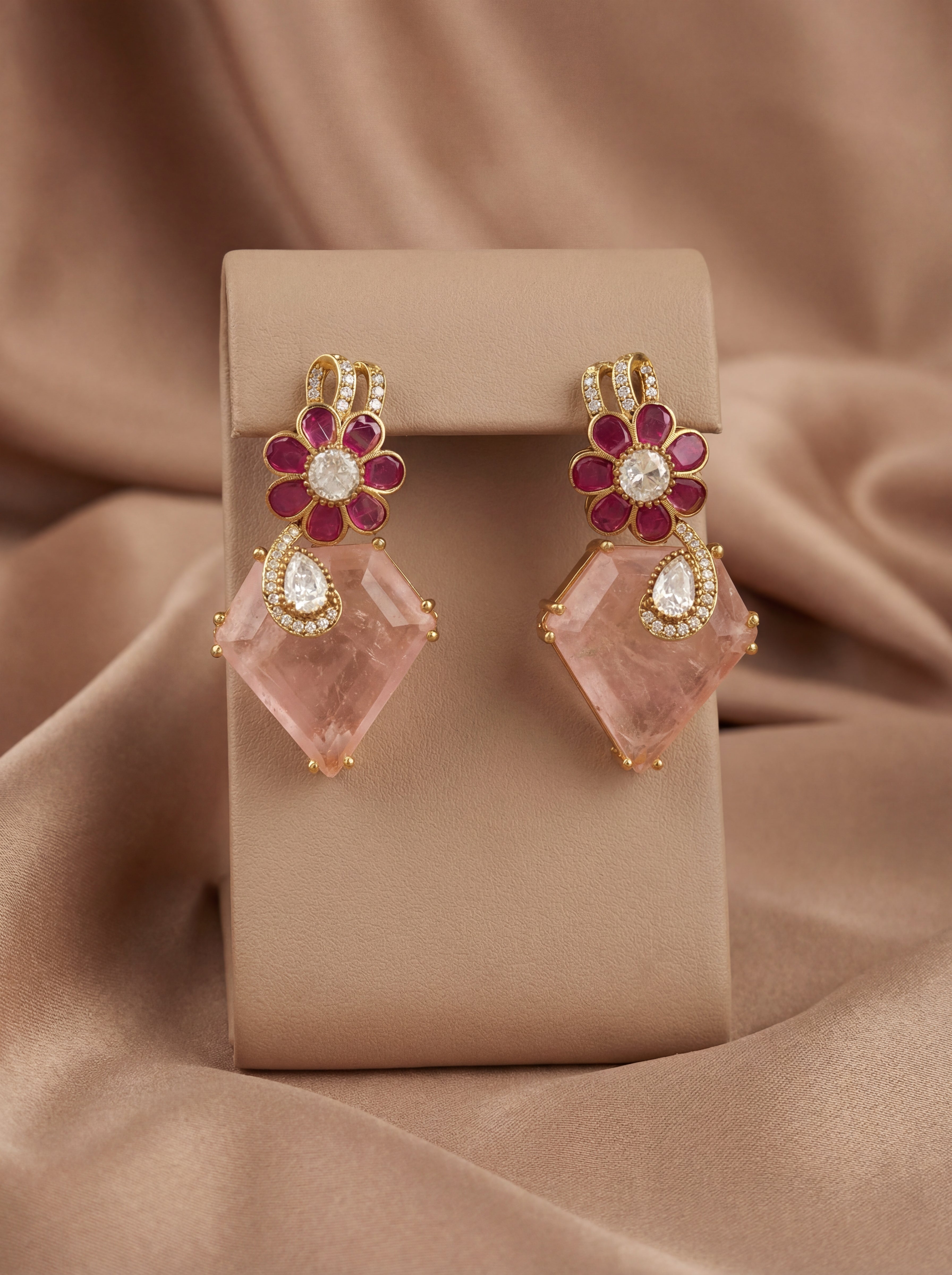 Pastel Bloom Kundan Doublet Stone Earrings