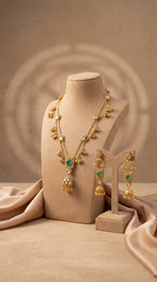 Regal Combination of Kundan American Diamond Necklace Set with Real Ghungroo