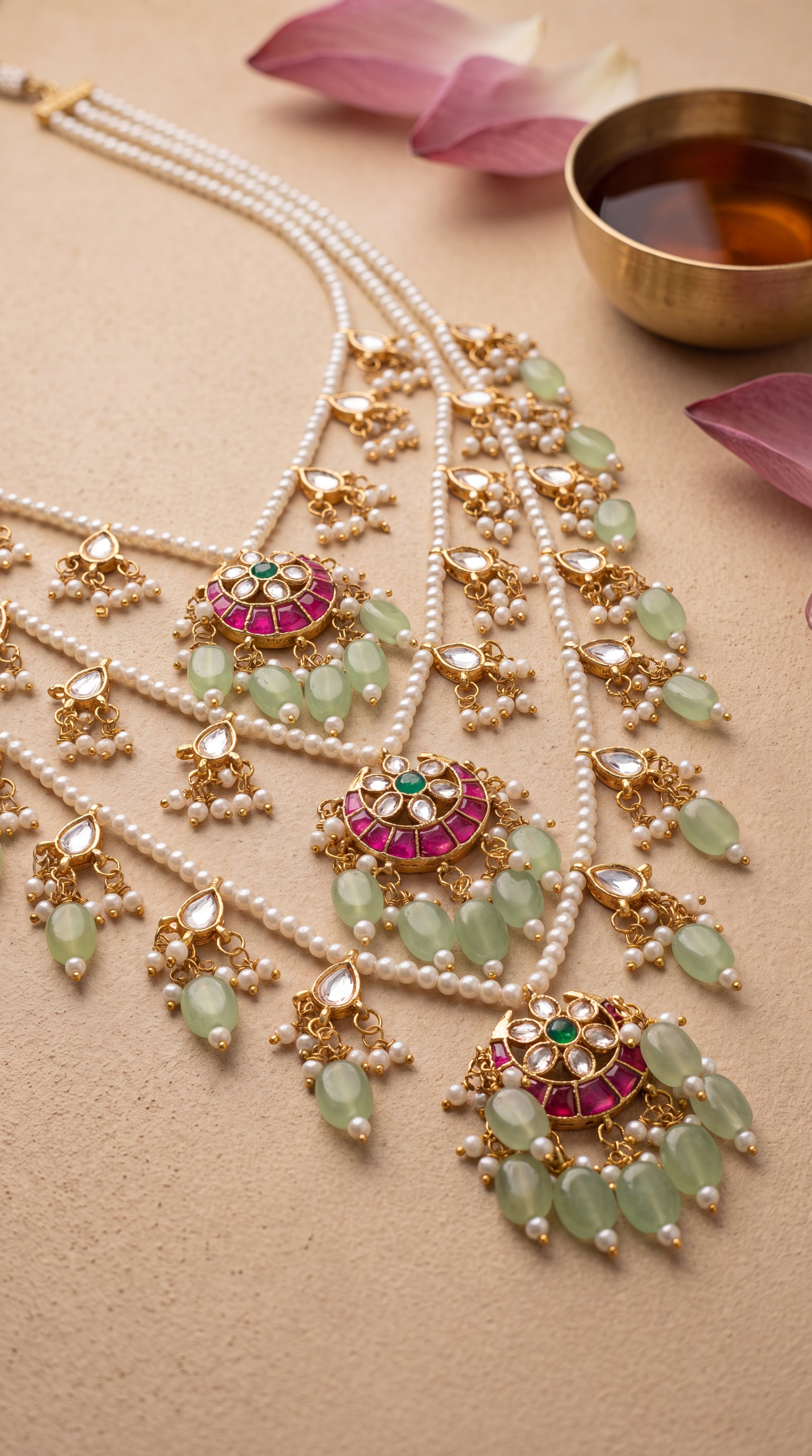 Pachi Kundan Pearl Layered Necklace