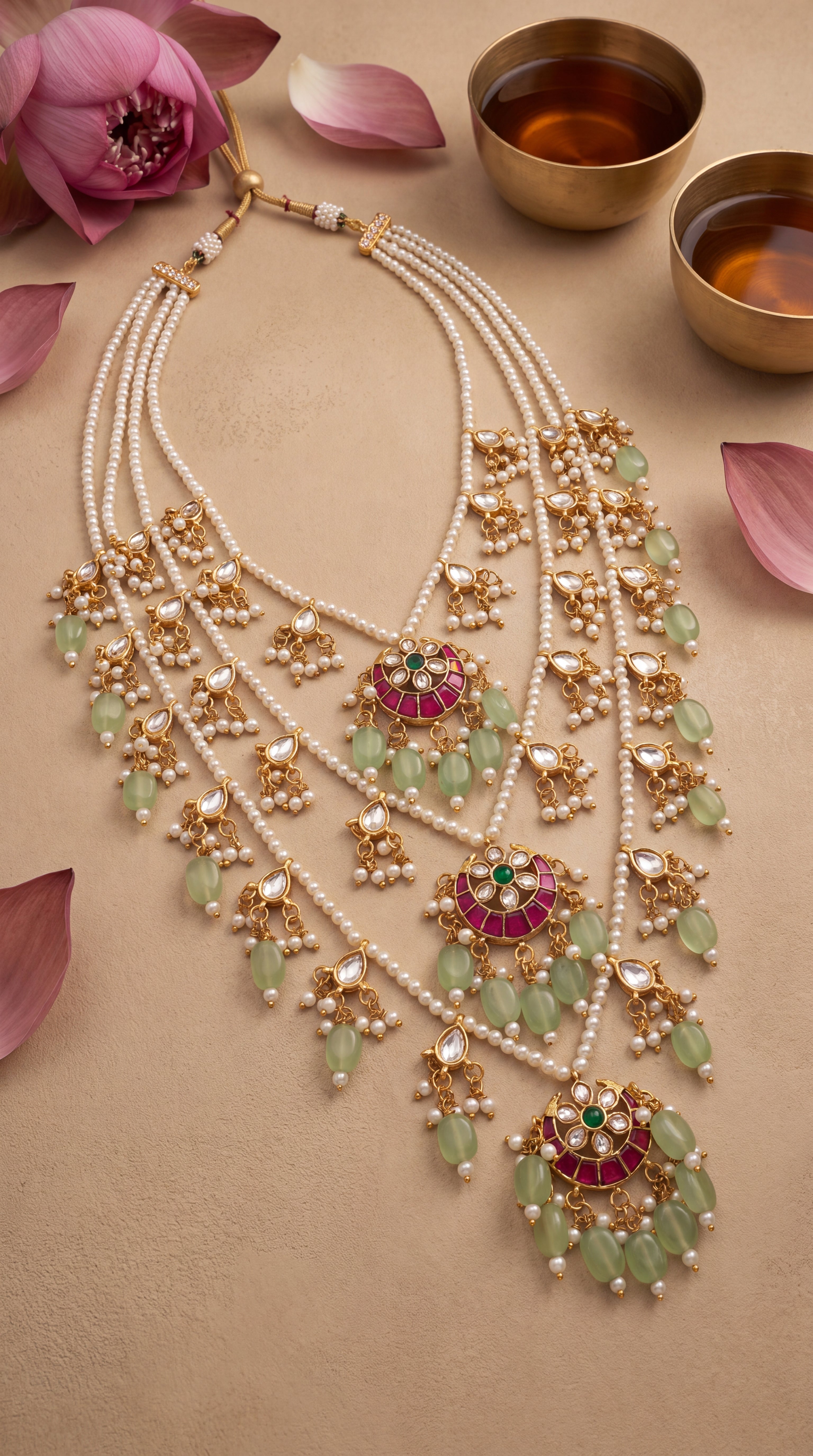 Pachi Kundan Pearl Layered Necklace