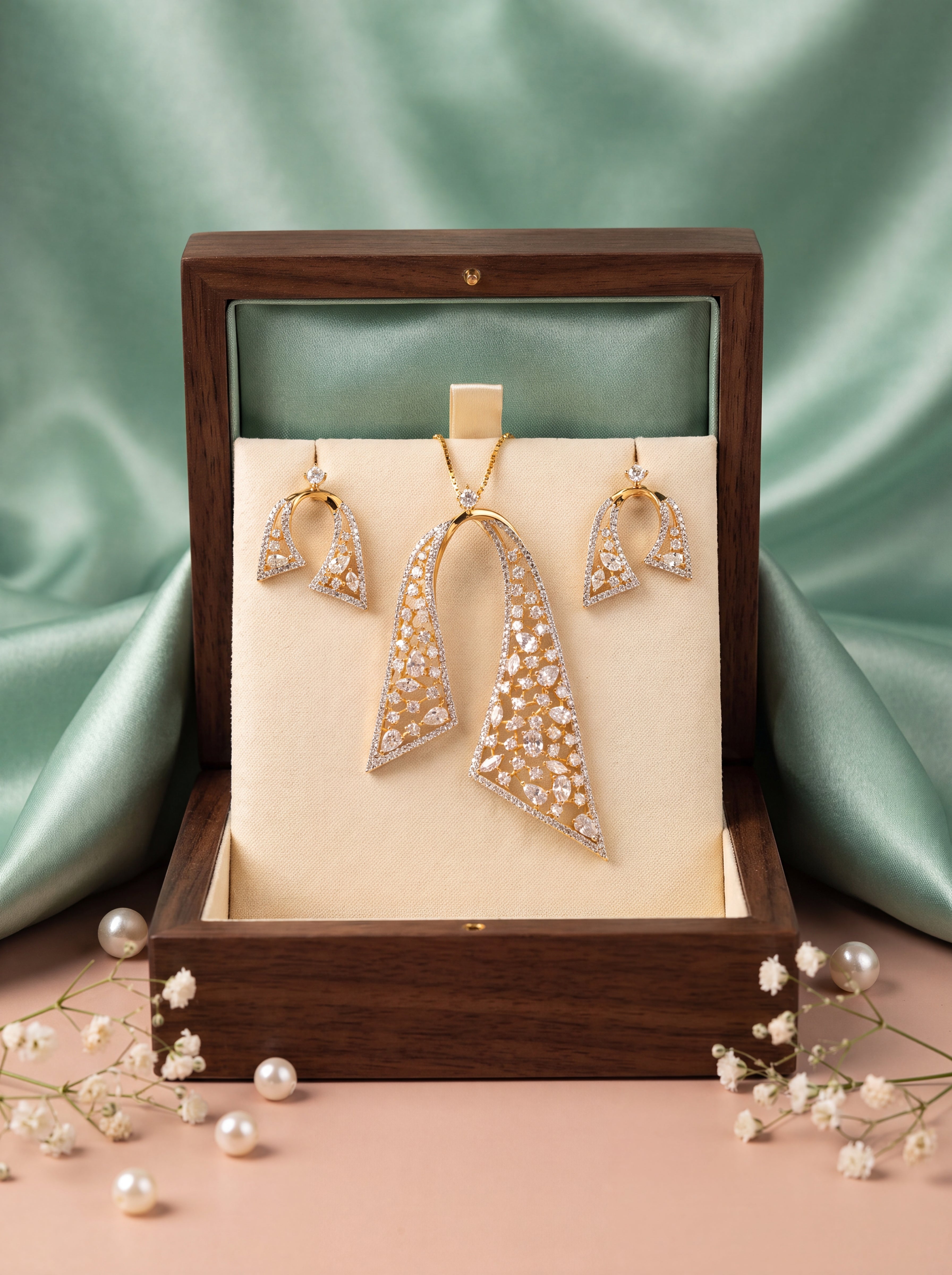 Designer AD Pendant Set with Earrings