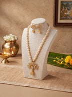 Royal Pearl Grace Necklace Set | Premium Pearl Ball Necklace with 18K Gold Plated Kundan & American Diamond Pendant