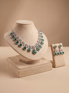 Emerald Luxe American Diamond Necklace Set