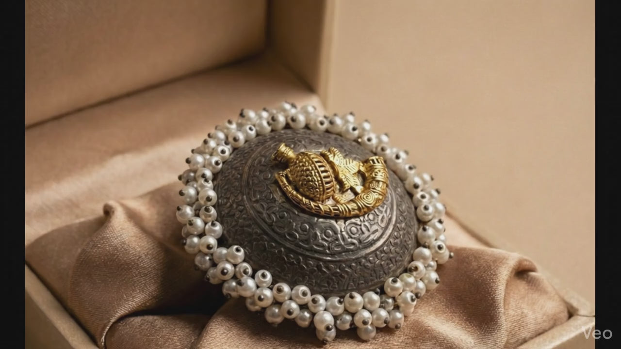 Big Size Antique Silver Replica Pearl Statement Ring