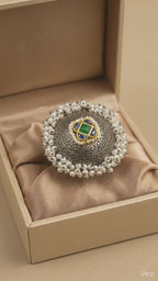 Big Size Antique Silver Replica Pearl Statement Ring